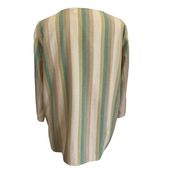 Serengeti XL 100% Cotton Striped Button-Front 3/4 Sleeve Shirt - Picture 3 of 8